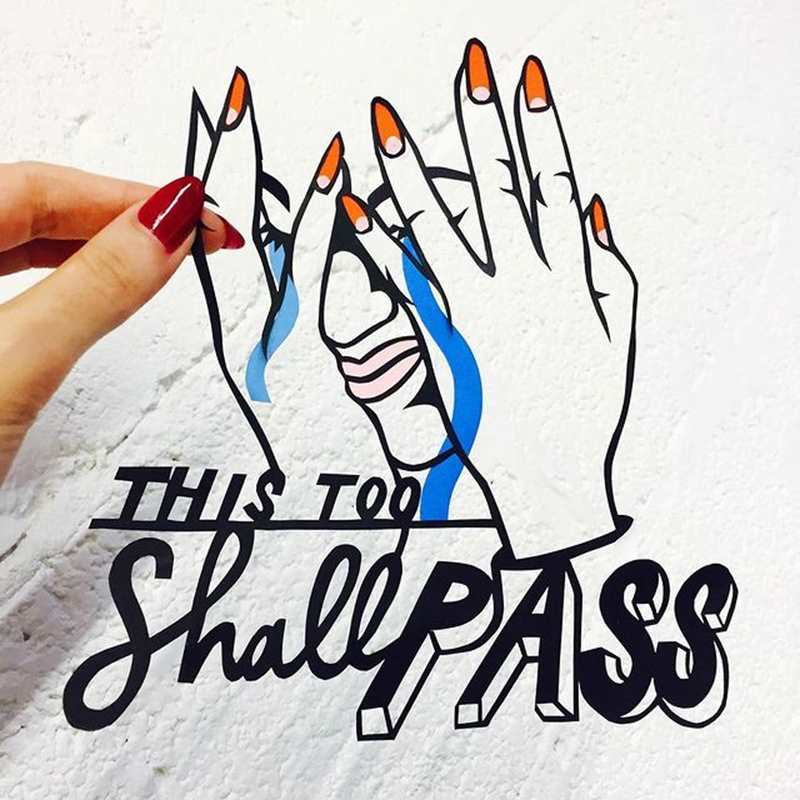 Instagram artwork by @thegriefcase - a person crying with the words 'this too shall pass'